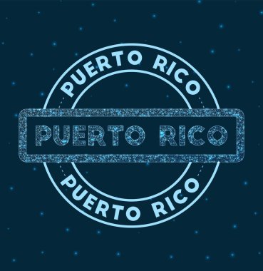 Porto Riko Parlak Rozet Ağ Stili Geometrik Porto Riko damgası Uzay Vektörü