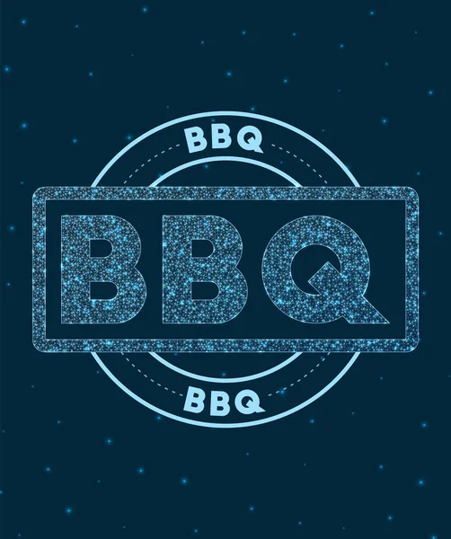 Bbq Leuchtende runde Abzeichen Netzwerk-Stil geometrische BBQ-Stempel im Raum Vektor-Illustration — Stockvektor