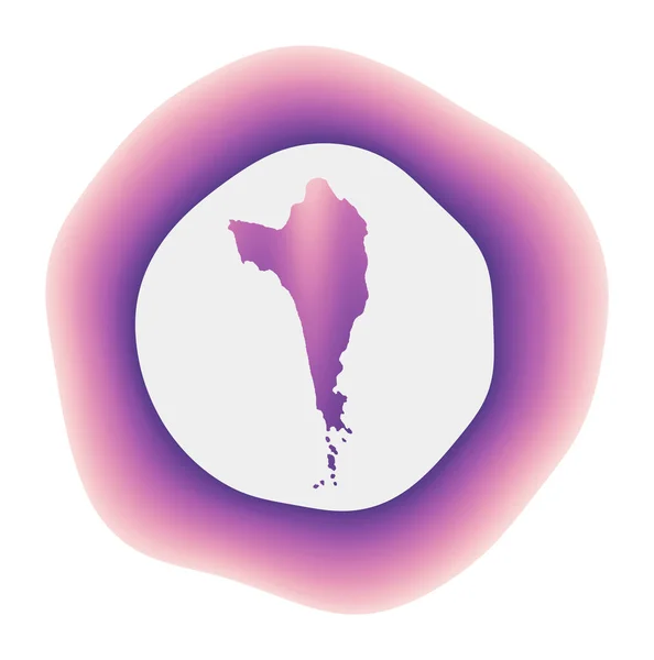 Phu Quoc icono colorido logotipo degradado de la isla rojo púrpura Phu Quoc signo redondeado con el mapa de — Vector de stock