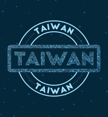 Tayvan Parlayan Yuvarlak Rozet Ağ stili Geometrik Tayvan damgası uzay vektörü illüstrasyonunda
