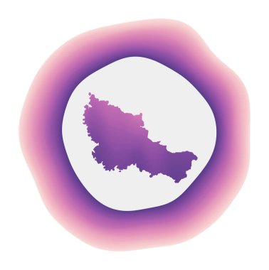 Belle Ile simgesi Adanın renkli gradyan logosu Mor Kırmızı Belle Ile yuvarlak işaretli