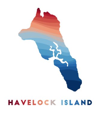 Havelock Adası haritası. Kırmızı mavi renkli güzel geometrik dalgalar.
