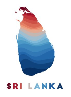Sri Lanka haritası Kırmızı mavi renkli güzel geometrik dalgalar Sri Lanka