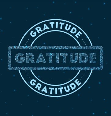 GRATITUDE Parlak Rozet Ağ stili geometrik GratitUde damgası uzay vektöründe