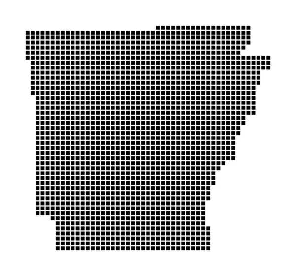 Carte de l'Arkansas Carte de l'Arkansas en pointillés Frontières de l'état us rempli de rectangles pour — Image vectorielle