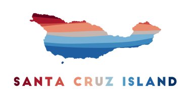 Santa Cruz Adası haritası. Kırmızı mavi renkli güzel geometrik dalgalar.