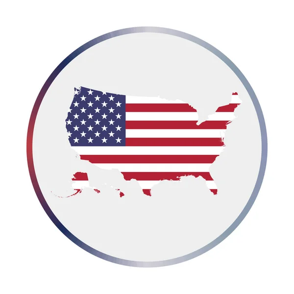 USA-Symbol Form des Landes mit USA-Flagge Rundes Schild mit Flaggenfarben Gradienten-Ring Charmant — Stockvektor