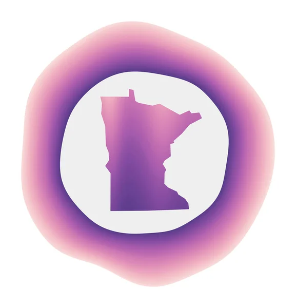 ミネソタのアイコン地図と米国の州紫赤ミネソタ丸印のカラフルなグラデーションロゴ — ストックベクタ