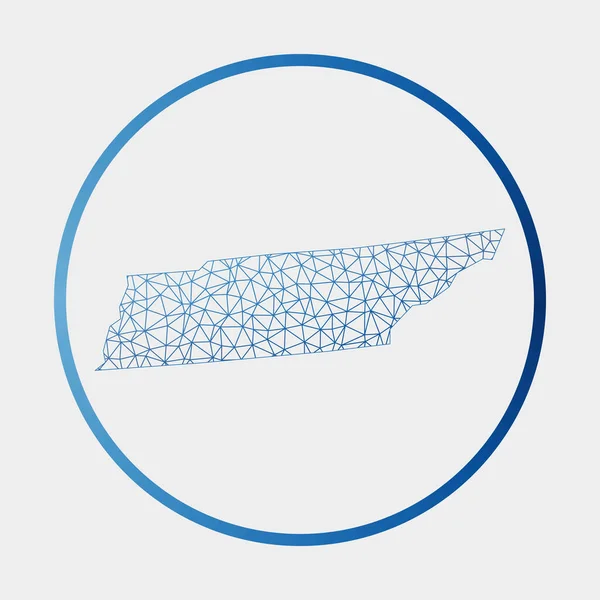 Tennessee icoon Netwerk kaart van de us staat Ronde Tennessee teken met gradiënt ring Technologie — Stockvector