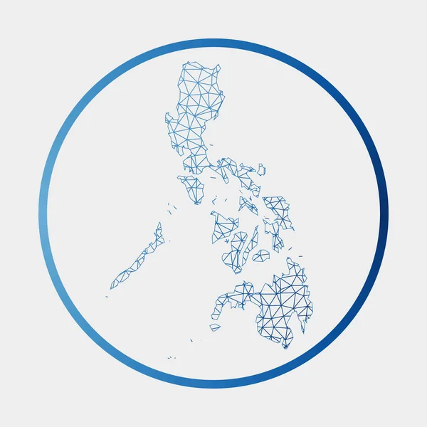 Ícone das Filipinas Mapa de rede do país Rodada Filipinas assina com anel gradiente Tecnologia —  Vetores de Stock