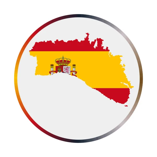 Icono de Menorca Forma de la isla con bandera de Menorca Signo redondo con bandera colores anillo degradado — Archivo Imágenes Vectoriales