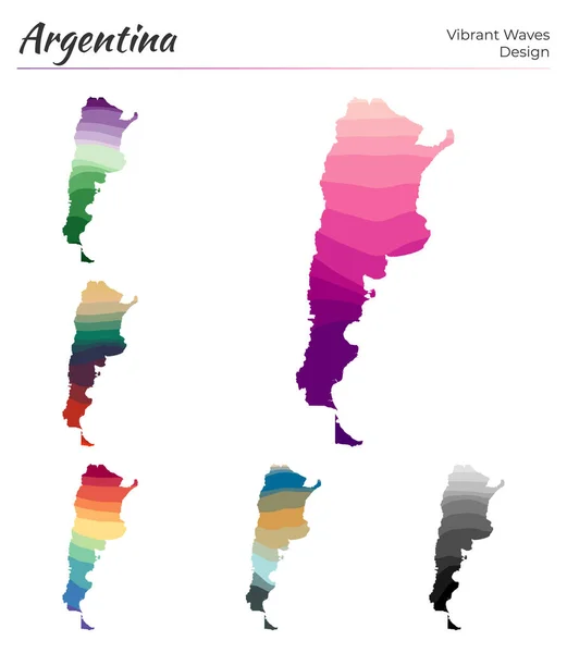 アルゼンチンのベクトル地図鮮やかな波のデザイン幾何学的な滑らかな国の明るい地図 — ストックベクタ