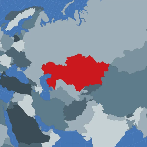 Форма Казахстана в контексте соседних стран Страна выделена красным цветом на — стоковый вектор