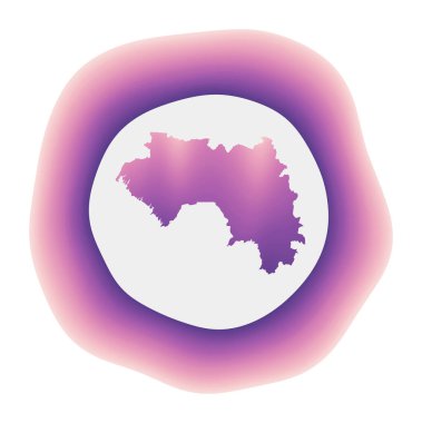 Ülkedeki Gine ikonu renkli gradyan logosu Mor Kırmızı Gine yuvarlak işareti ve haritanız