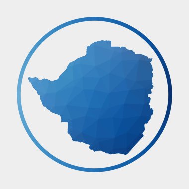 Zimbabwe simgesi. Ülkenin gradyan halka içinde çokgen haritası. Düşük eğimli Zimbabwe, Vektör 'ü imzaladı.
