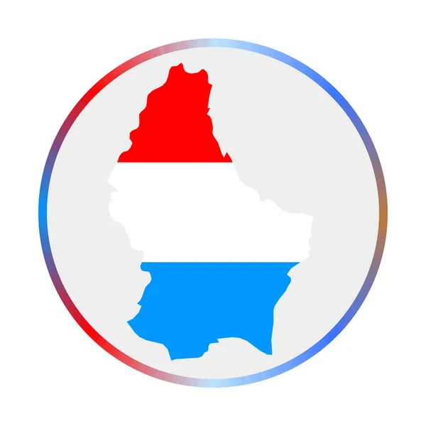 Luxemburg ikon Az ország formája Luxemburg zászlóval Kerekasztal jel zászlóval színátmenettel — Stock Vector