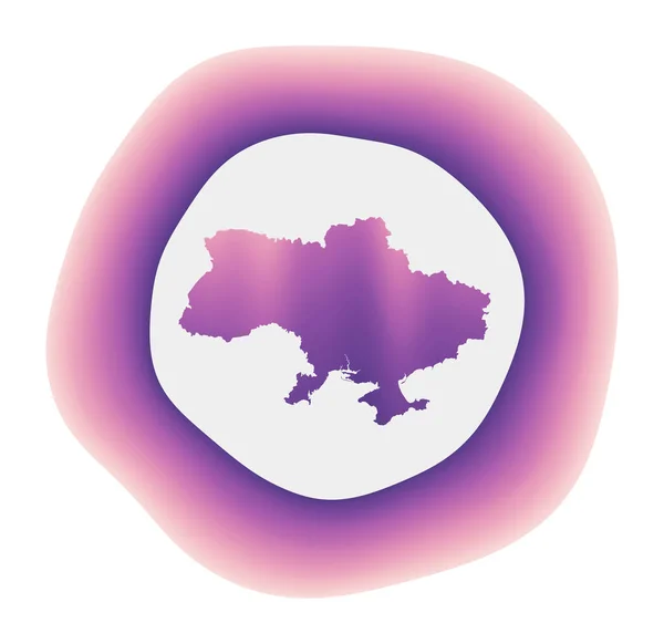 Ucrania icono colorido degradado logotipo del país rojo púrpura Ucrania signo redondeado con el mapa de — Vector de stock