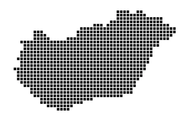 Ungheria mappa Mappa dell'Ungheria in stile punteggiato Frontiere del paese piene di rettangoli per il tuo — Vettoriale Stock