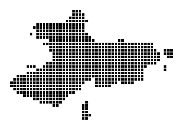 Karta över ön Union Island i prickig stil Öns gränser fyllda med rektanglar — Stock vektor