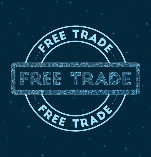 Свободная торговля Светящийся круглый знак Сетевая геометрическая марка свободной торговли в космосе — стоковый вектор