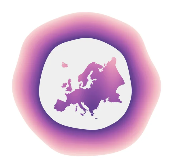 Разноцветный градиентный логотип континента Фиолетовый красный Европа округлый знак с картой для — стоковый вектор