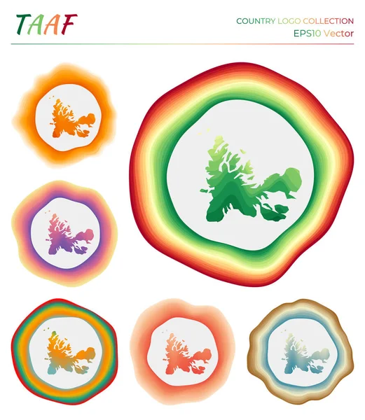 Colección de logotipos TAAF Logotipo colorido del país Marcos dinámicos de capas únicas alrededor de la frontera TAAF — Vector de stock