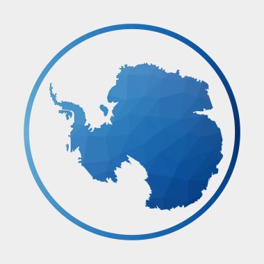 Antarktika simgesi, ülkenin gradyan halka düşük poli Antarktika işaretinde çokgen haritası