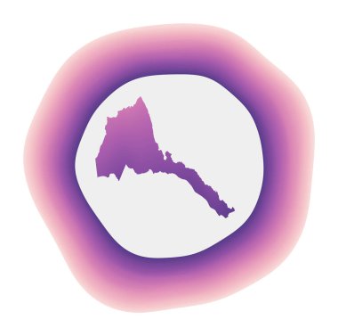 Eritre simgesi. Ülkenin renkli logosu. Mor kırmızı Eritre yuvarlak işaretli.