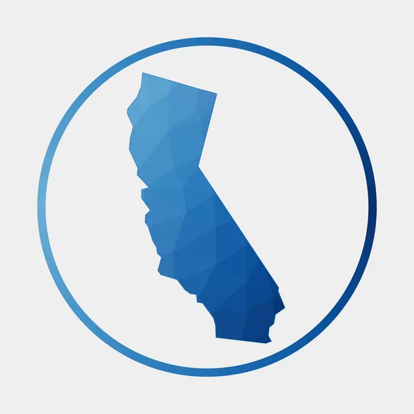 Kalifornien ikon Polygonal karta över oss staten i lutning ring Rund låg poly Kalifornien tecken — Stock vektor