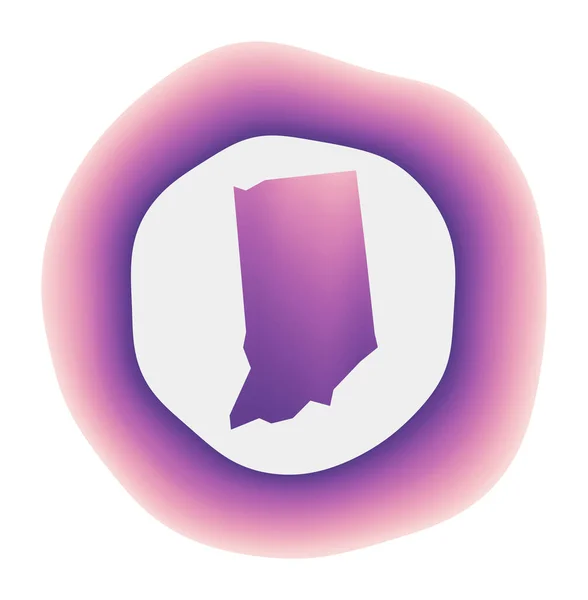 Індіанська ікона Колоритний градієнт логотип нас штат Пурпурний червоний Індіана округлий знак з картою для — стоковий вектор