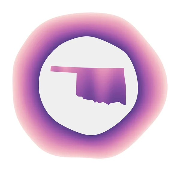 Icône Oklahoma logo dégradé coloré de l'Oklahoma rouge pourpre nous état signe arrondi avec carte pour — Image vectorielle