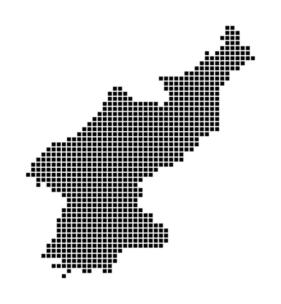 Nordkorea karta Karta över Nordkorea i prickig stil Landets gränser fyllda med rektanglar — Stock vektor