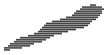 Cayman Brac haritası Cayman Brac 'ın noktalı stil haritası Adanın dikdörtgenlerle dolu kenarları