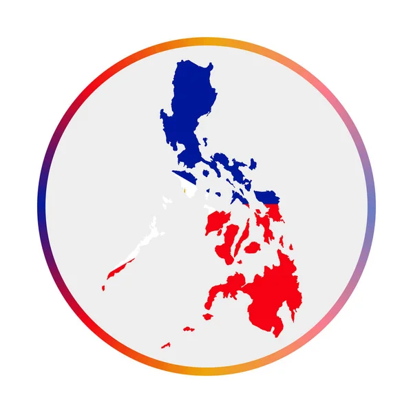 Ícone das Filipinas Forma do país com bandeira das Filipinas Sinal redondo com gradiente de cores da bandeira —  Vetores de Stock