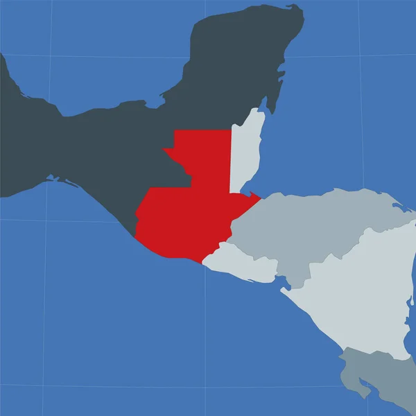 Forme du Guatemala dans le contexte des pays voisins Pays souligné avec la couleur rouge sur — Image vectorielle