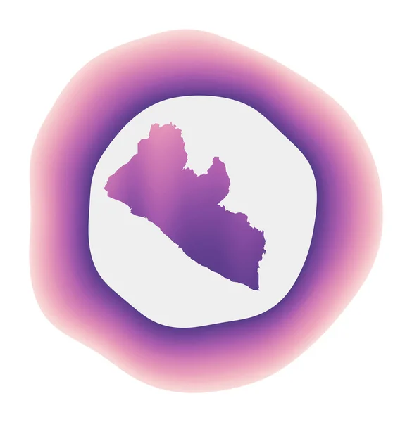 リベリアのアイコン色鮮やかなグラデーションのロゴ紫色のリベリア丸みを帯びたサインと地図for — ストックベクタ