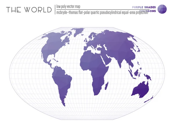 Mappa del mondo poligonale McBrydeThomas proiezione a pari area pseudocilindrica a quartic piatta di — Vettoriale Stock