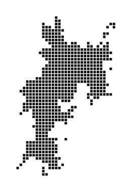 Komodo Haritası Adanın noktalı stil haritası Sizin için dikdörtgenlerle dolu kenarları