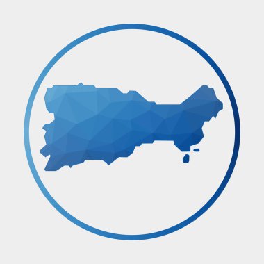 Capri simgesi adanın gradyan halka içinde Çokgen haritası Yuvarlak düşük poli Capri işareti Vektör