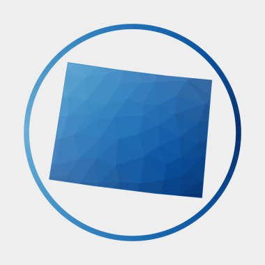 Wyoming simgesi ABD devletinin gradyan halka içinde çokgen haritası Yuvarlak düşük poli Wyoming işareti Vektörü