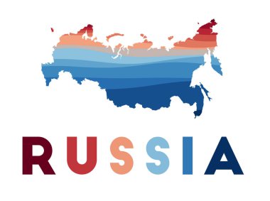 Rusya haritasında güzel geometrik dalgalar ve kırmızı mavi renkli Rusya var.