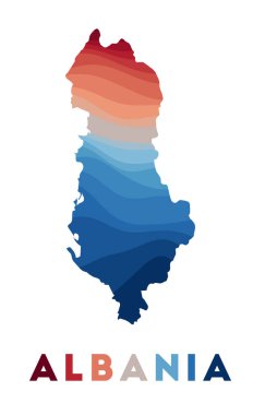 Arnavutluk haritası, Arnavutluk 'u kırmızı mavi renklerle güzel geometrik dalgalarla süslüyor