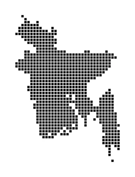 Bangladesh karta Karta över Bangladesh i prickig stil Landets gränser fyllda med rektanglar för — Stock vektor