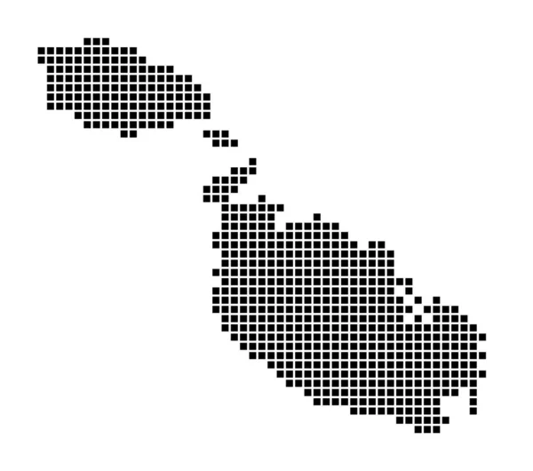 Mappa di Malta Mappa di Malta in stile punteggiato Frontiere dell'isola piene di rettangoli per il tuo — Vettoriale Stock