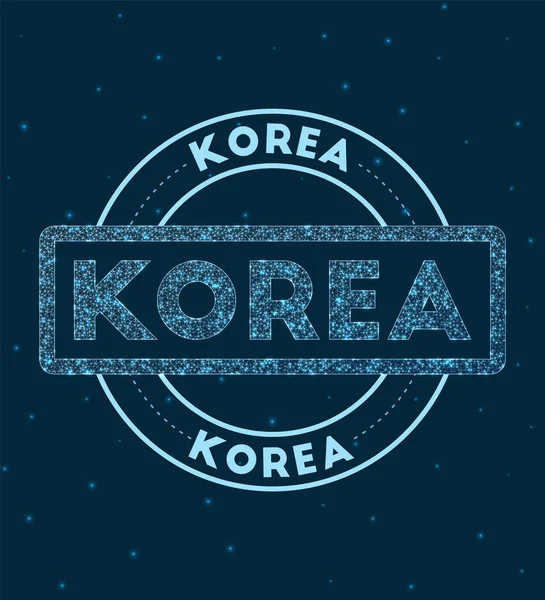 Corea Brillante placa redonda Estilo de red geométrica Corea sello en el espacio Vector ilustración — Vector de stock