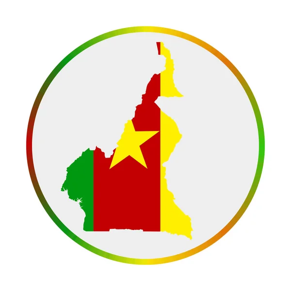 Icono de Camerún Forma del país con bandera de Camerún Cartel redondo con bandera colores gradiente anillo — Vector de stock
