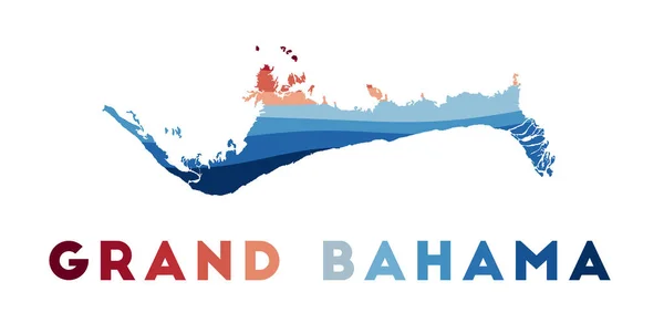 Карта острова Велика Багама з красивими геометричними хвилями червоного блакитного кольору. — стоковий вектор