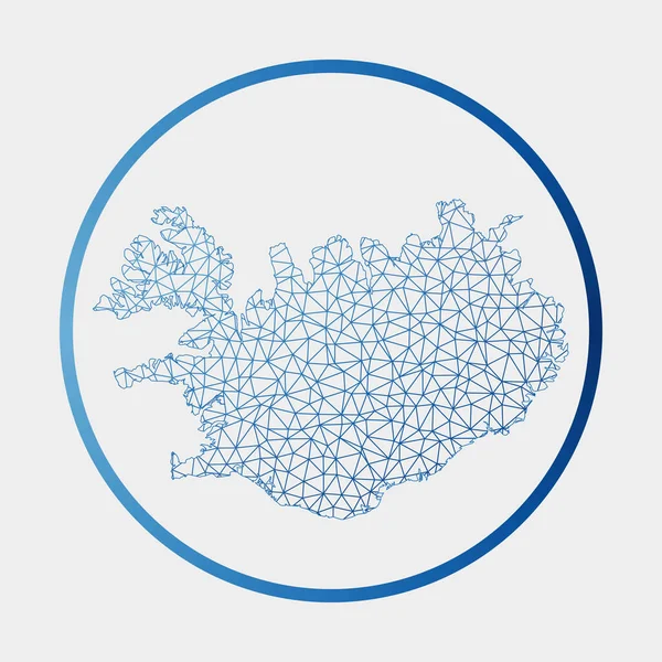 ( 영어 ) Iceland icon Network map of the country Round Iceland sign with graditional ring Technology — 스톡 벡터
