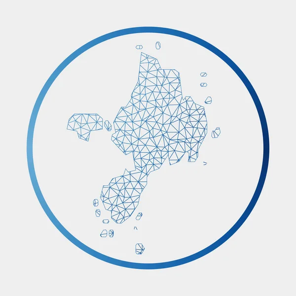 Icono de Sark Mapa en red de la isla Signo redondo de Sark con anillo de degradado Tecnología internet — Vector de stock