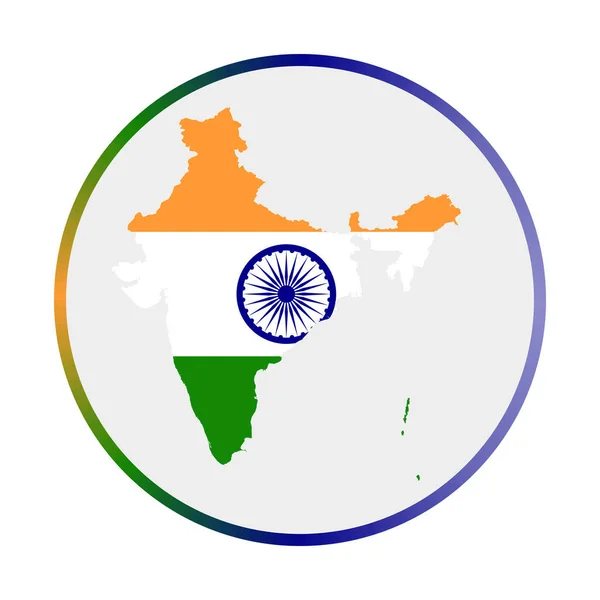 Indien ikon Form av landet med Indien flagga Rund skylt med flagga färger lutning ring Grymt — Stock vektor